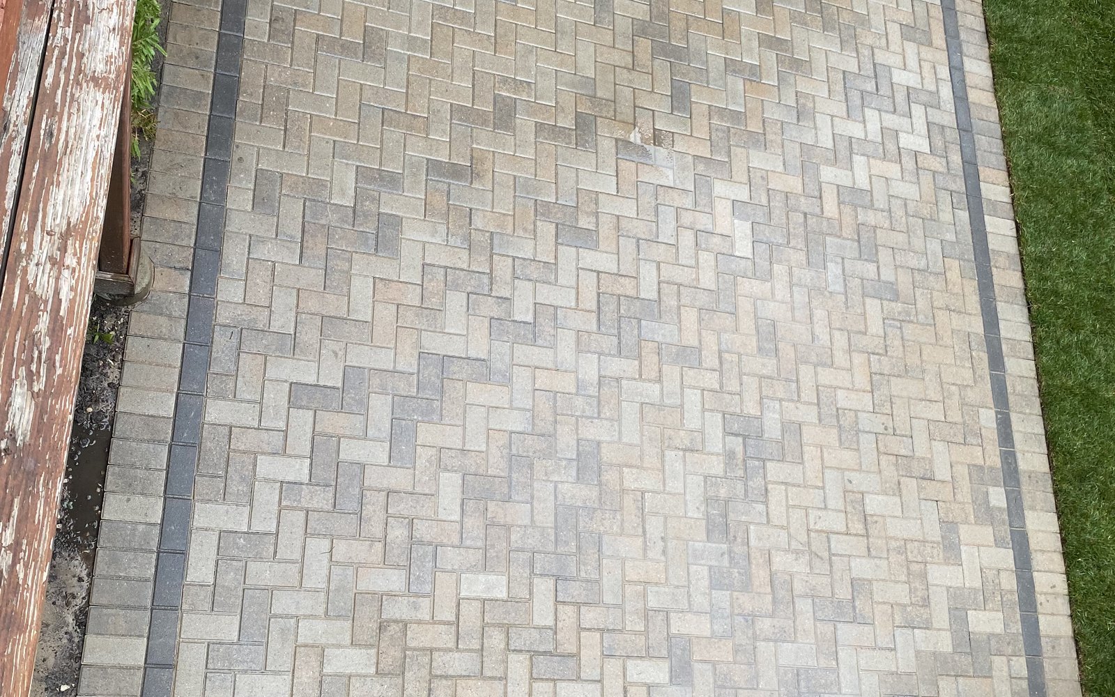 Paver walkway and lawn border